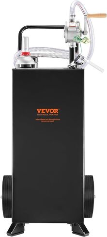 VEVOR 30 Gallon Gas Caddy, Fuel Storage Tank with Wheels, Portable Fuel Caddy with Manual Transfer Pump, Gasoline Diesel Fuel Container for Cars, Lawn Mowers, ATVs, Boats, More, Black in Saudi Arabia