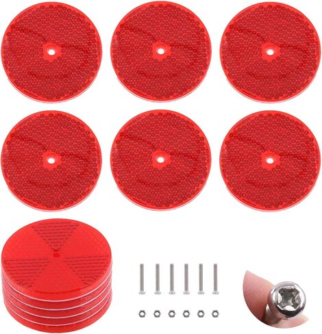 15Pcs Front Reflector Round Reflector with 30Pcs 304 Mounting Bolts and Nuts Plastic Reflective Waterproof Safety Warning Driveway Trailer Reflectors Car Reflector for Driveway Dark Night in Saudi Arabia