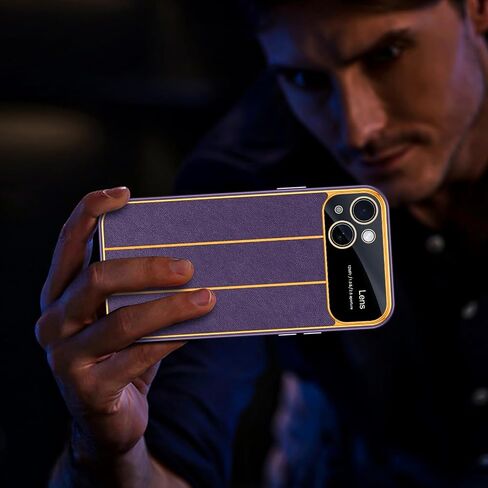 Lamcase for iPhone 14 Case with Camera Lens Protector, Leather Slim Full Body Drop Protective Women Girls Men Phone Case Cover, Purple in Saudi Arabia