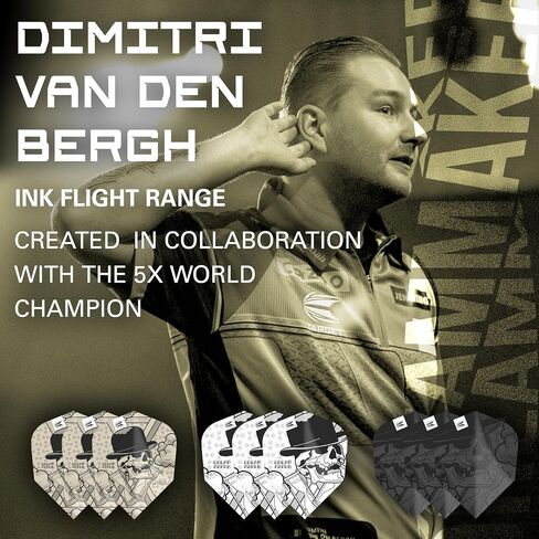 Target Darts Dimitri Van Den Bergh Ink Design No.6 Dart Flights - مجموعة من 3 مجموعات (9 في المجموع) in Saudi Arabia