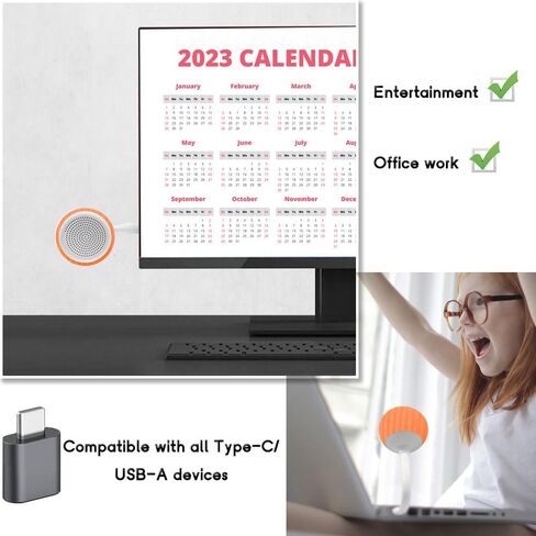 USB Computer Speaker for Desktop, Computer Speakers with Bendable USB Cable, Free Install Loud Volume Laptop Speakers (Pink) in Saudi Arabia