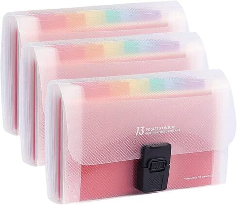3 Pack Accordion File Organizer with 13 Pocket, Expandable Portable Folder, A6 Plastic Wallet for Cards, Coupons, Receipt, Tax Item, Vouchers, Busines in Saudi Arabia