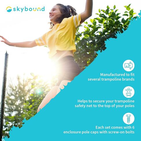 قبعات عمود الترامبولين ذات النمط المثبت بمسامير من SkyBound (نمط يتم التعامل معه ومثبت بمسامير)، حامل شبكة أمان للترامبولين، 1 و1.26 بوصة، مجموعة من 6 قطع in Saudi Arabia