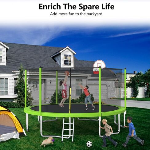 Evedy 12FT/14FT/15FT/16FT/8x14 Ft Trampoline,Outdoor Trampoline with Enclosure Net and Ladder,Recreational Trampoline for Kids and Adults in Saudi Arabia