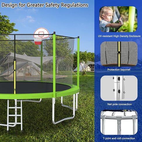 Evedy 12FT/14FT/15FT/16FT/8x14 Ft Trampoline,Outdoor Trampoline with Enclosure Net and Ladder,Recreational Trampoline for Kids and Adults in Saudi Arabia