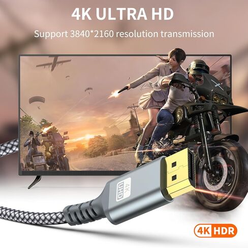 كابل DisplayPort إلى DisplayPort 4K DP 1.2 كابل نايلون مضفر (2K@165 هرتز، 2K@144 هرتز)، كابل DP إلى DP فائق السرعة 3.3FT متوافق مع شاشة ألعاب الكمبيوتر المحمول والتلفزيون in Kuwait