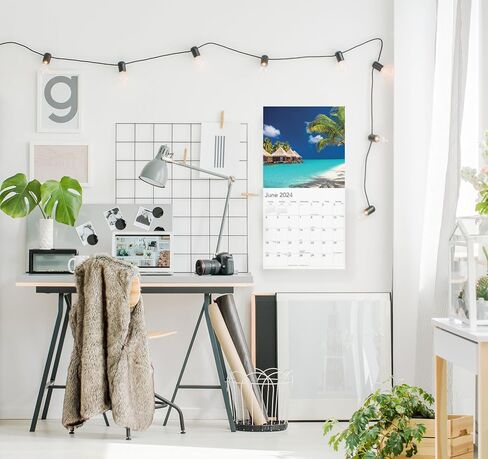 تقويم حائط قابل للتعليق 2024 للشواطئ الاستوائية - مفتوح 30.48 سم × 60.96 سم - صفحة كاملة قوية وسميكة وكبيرة لمدة 16 شهرًا وهدية تصوير فوتوغرافي على الشاطئ لقضاء العطلات - التنظيم والتخطيط - يشمل 2023 in Kuwait