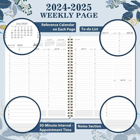 2024-2025 Appointment Book - Weekly Appointment Book 2024-2025, Jul 2024 - Jun 2025, 2024-2025 Planner, 8" x 10", Daily/Hourly Planner 2024-2025 wtih Tabs, Half Hour (30 Mins) Interval, Lay-Flat in Saudi Arabia