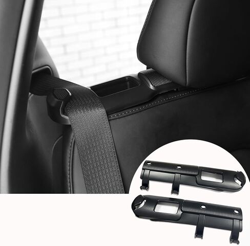 لحامل دليل حزام الأمان للمقعد الخلفي Tesla Y 2024 2023 2022 2021 حامل حزام الأمان الخلفي مع أكياس تخزين خطاف الشاحنة الخلفية لملحقات Tesla Model Y الداخلية (2 قطعة) in Kuwait