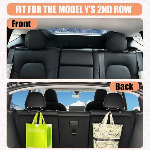 لحامل دليل حزام الأمان للمقعد الخلفي Tesla Y 2024 2023 2022 2021 حامل حزام الأمان الخلفي مع أكياس تخزين خطاف الشاحنة الخلفية لملحقات Tesla Model Y الداخلية (2 قطعة) in Kuwait