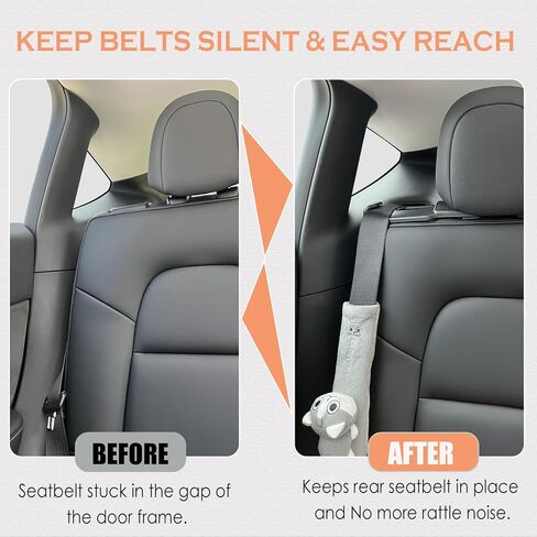 لحامل دليل حزام الأمان للمقعد الخلفي Tesla Y 2024 2023 2022 2021 حامل حزام الأمان الخلفي مع أكياس تخزين خطاف الشاحنة الخلفية لملحقات Tesla Model Y الداخلية (2 قطعة) in Kuwait