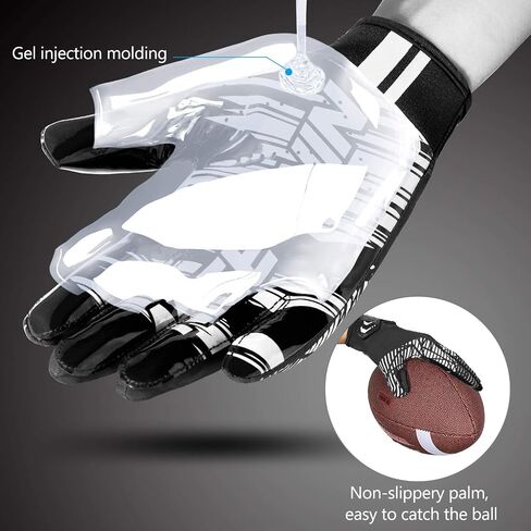 NICEWIN Football Gloves Adult Football Receiver Gloves for Men and Women White-XLargre-Adult in Saudi Arabia