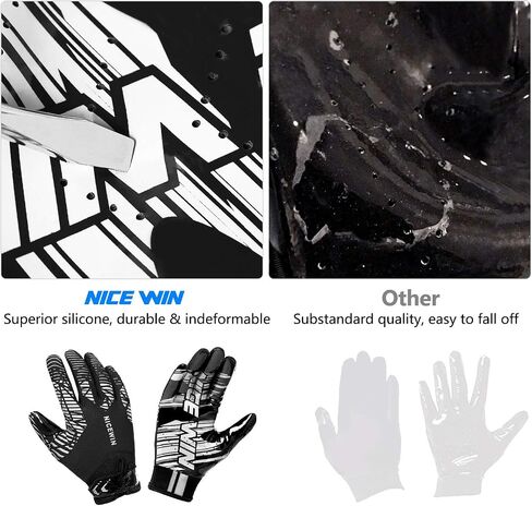 NICEWIN Football Gloves Adult Football Receiver Gloves for Men and Women White-XLargre-Adult in Saudi Arabia