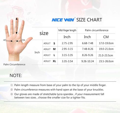 NICEWIN Football Gloves Adult Football Receiver Gloves for Men and Women White-XLargre-Adult in Saudi Arabia