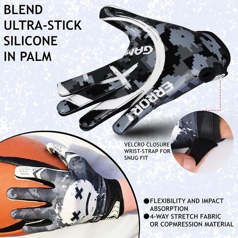 Game Over Football Gloves - Youth & Adult Football Receiver Gloves - Tacky Grip Skin Tight Premium Gloves in Saudi Arabia
