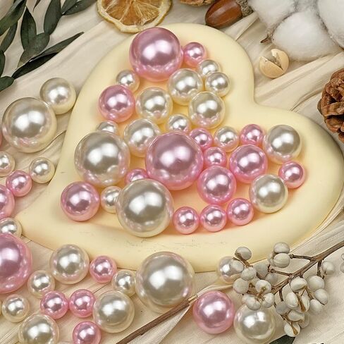 120 Pieces Vase Filler Faux Pearls Vase Makeup Beads No Hole,Gloss Pearl Beads Mixed Sizes Vase Centerpiece for Table Scatters,Home Décor,Wedding, Party,Event Décor 14/20/30mm(Ivory) in Saudi Arabia