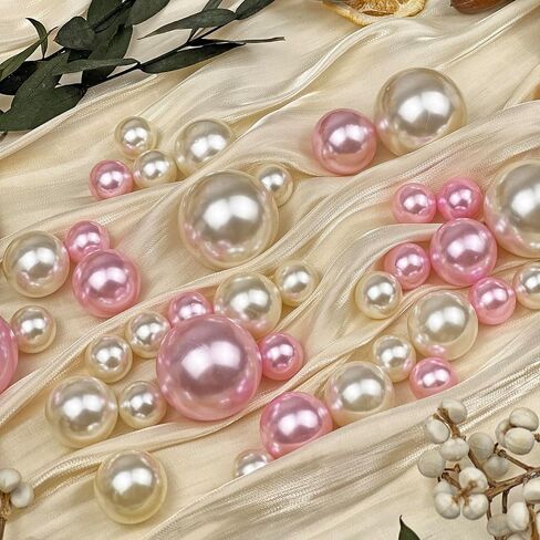 120 Pieces Vase Filler Faux Pearls Vase Makeup Beads No Hole,Gloss Pearl Beads Mixed Sizes Vase Centerpiece for Table Scatters,Home Décor,Wedding, Party,Event Décor 14/20/30mm(Ivory) in Saudi Arabia