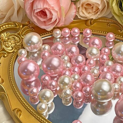 120 Pieces Vase Filler Faux Pearls Vase Makeup Beads No Hole,Gloss Pearl Beads Mixed Sizes Vase Centerpiece for Table Scatters,Home Décor,Wedding, Party,Event Décor 14/20/30mm(Ivory) in Saudi Arabia