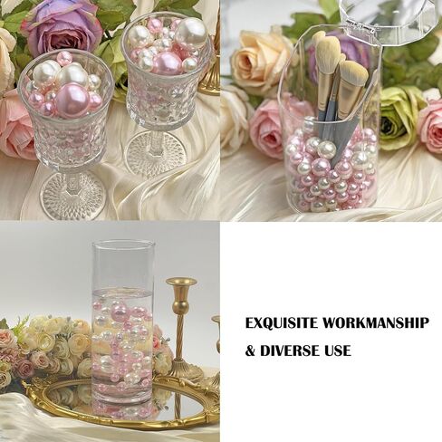 120 Pieces Vase Filler Faux Pearls Vase Makeup Beads No Hole,Gloss Pearl Beads Mixed Sizes Vase Centerpiece for Table Scatters,Home Décor,Wedding, Party,Event Décor 14/20/30mm(Ivory) in Saudi Arabia