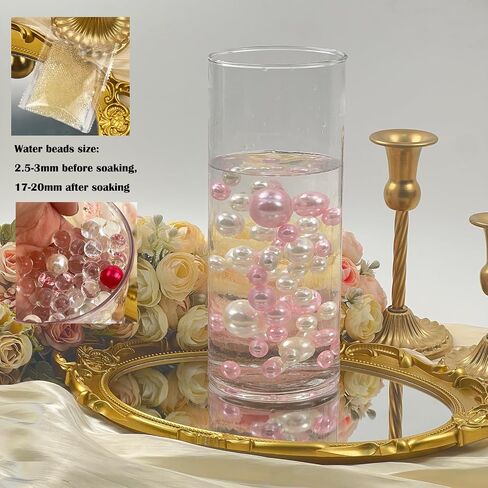 120 Pieces Vase Filler Faux Pearls Vase Makeup Beads No Hole,Gloss Pearl Beads Mixed Sizes Vase Centerpiece for Table Scatters,Home Décor,Wedding, Party,Event Décor 14/20/30mm(Ivory) in Saudi Arabia