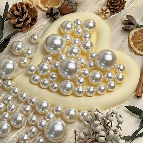 120 Pieces Vase Filler Faux Pearls Vase Makeup Beads No Hole,Gloss Pearl Beads Mixed Sizes Vase Centerpiece for Table Scatters,Home Décor,Wedding, Party,Event Décor 14/20/30mm(Ivory) in Saudi Arabia