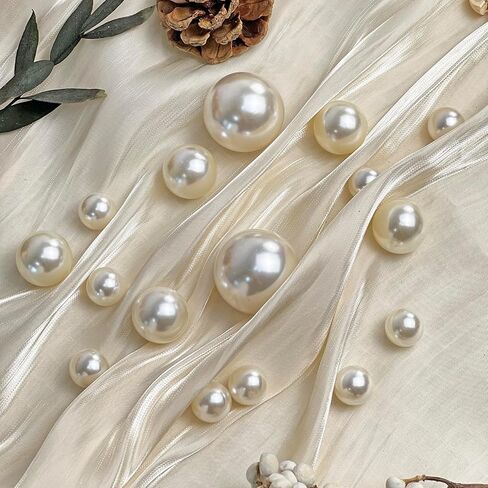 120 Pieces Vase Filler Faux Pearls Vase Makeup Beads No Hole,Gloss Pearl Beads Mixed Sizes Vase Centerpiece for Table Scatters,Home Décor,Wedding, Party,Event Décor 14/20/30mm(Ivory) in Saudi Arabia
