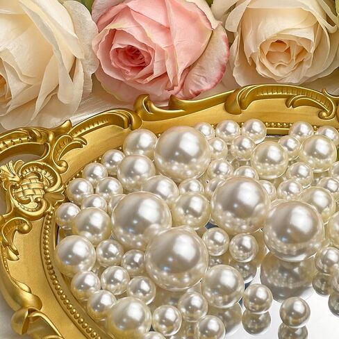 120 Pieces Vase Filler Faux Pearls Vase Makeup Beads No Hole,Gloss Pearl Beads Mixed Sizes Vase Centerpiece for Table Scatters,Home Décor,Wedding, Party,Event Décor 14/20/30mm(Ivory) in Saudi Arabia