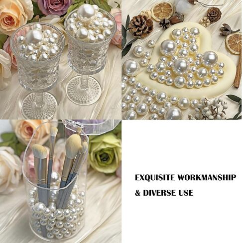 120 Pieces Vase Filler Faux Pearls Vase Makeup Beads No Hole,Gloss Pearl Beads Mixed Sizes Vase Centerpiece for Table Scatters,Home Décor,Wedding, Party,Event Décor 14/20/30mm(Ivory) in Saudi Arabia