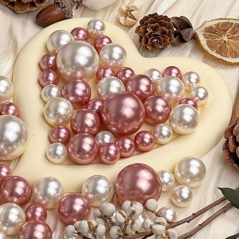 120 Pieces Vase Filler Faux Pearls Vase Makeup Beads No Hole,Gloss Pearl Beads Mixed Sizes Vase Centerpiece for Table Scatters,Home Décor,Wedding, Party,Event Décor 14/20/30mm(Ivory) in Saudi Arabia