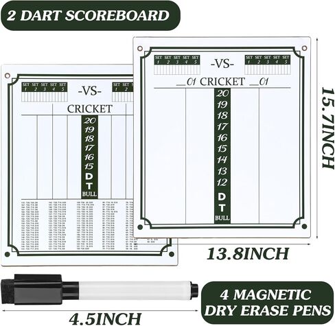 2 Pcs Double Sided Dart Scoreboard with 4 Magnetic Dry Erase Pens Dry Erase Darts Scoreboard Cricket Scoreboard for Dart Games in Saudi Arabia