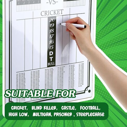 2 Pcs Double Sided Dart Scoreboard with 4 Magnetic Dry Erase Pens Dry Erase Darts Scoreboard Cricket Scoreboard for Dart Games in Saudi Arabia