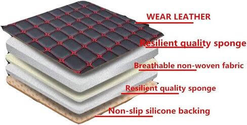 Pu Leather Car Seat Bottom Covers Protectors Include 1 Pair Front Driver Seat Pad Mat and 1 Rear Bench Cover Red Line on Black Background in Saudi Arabia