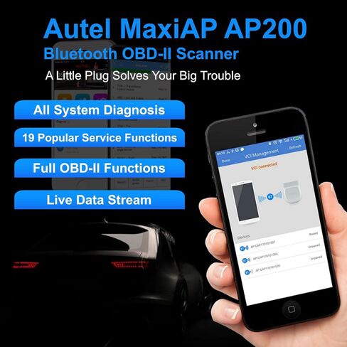 Autel MaxiAP AP200 Obd2 Scanner Bluetooth 25 وظيفة خدمة أداة المسح التشخيصي التلقائي obdii iOS وAndroid قارئ رمز الأنظمة الكاملة نفس وظائف MK808 Advanced AL329 in Kuwait