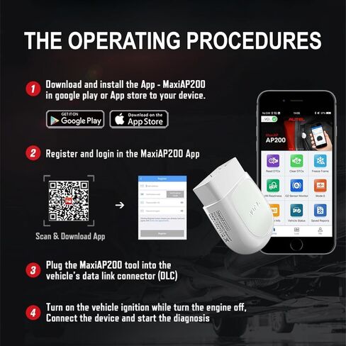 Autel MaxiAP AP200 Obd2 Scanner Bluetooth 25 وظيفة خدمة أداة المسح التشخيصي التلقائي obdii iOS وAndroid قارئ رمز الأنظمة الكاملة نفس وظائف MK808 Advanced AL329 in Kuwait