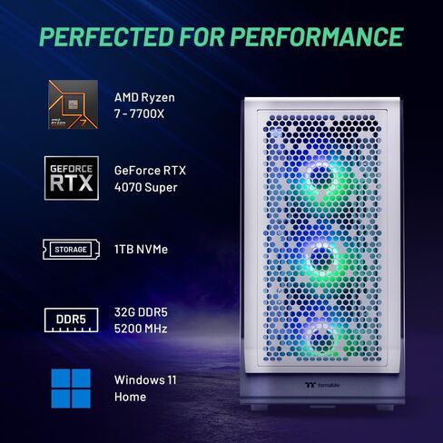 Skytech Omega Gaming PC, Ryzen 7 7700X 4.5 GHz, RTX 4070 Super 12GB GDDR6X, 1TB NVME Gen4, 32GB DDR5 RAM RGB, 750W Gold PSU, Wi-Fi, Win 11 Home in Saudi Arabia