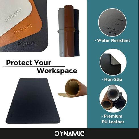 Large Leather Brown Mousepad, Non-Slip, Water Resistant, PU Leather Desk Pad, Writing Pad, (12" x 24") Office, Home, and Gaming Desk Mat by Dynamic in Saudi Arabia