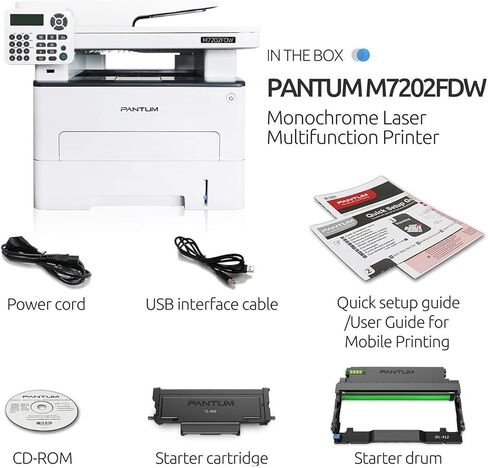 Pantum M7202FDW الكل في واحد طابعة ليزر ناسخة ماسحة فاكس، سرعة طباعة ونسخ عالية، طباعة تلقائية على الوجهين، مع إمكانيات لاسلكية وإيثرنت وUSB (V2W81B) in Kuwait