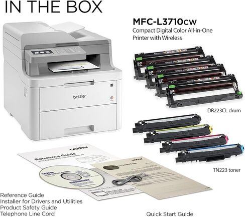 Brother MFC-L3710CW طابعة ليزر ملونة رقمية LED الكل في واحد، بيضاء - طباعة نسخة وفاكس المسح الضوئي - 600 × 2400 نقطة في البوصة، شاشة لمس LCD 3.7 بوصة، 19 صفحة في الدقيقة، 8.5 × 14، 50 ورقة ADF، 250 ورقة in Saudi Arabia