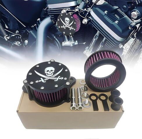 TDZ 2 قطعة فلتر هواء منقي هواء فلتر مدخل يناسب 1998-2017 Harley Sportster Iron 883 Dark Custom XL883، لـ XL1200 XL1200L XL1200X Forty Eight 2004-2016 in Saudi Arabia