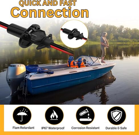 مجموعة قابس محرك التصيد النهائية 12 فولت: توصيل سريع، موصل ذكر وأنثى عالي التحمل، 10 سلكين قياس - مثالي للقوارب البحرية in Kuwait