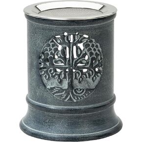 MaMeMi Incense Burner Made of Soapstone to use with tealight [Height 3.93 inch Handmade] Natural Material [Motif World Tree/Tree of Life]
