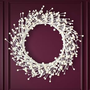 Pearl White Pip Berry Wreath for Front Door, 20 Inch Winter Wreaths Wall Hanging Outdoor, Farmhouse, Porch, for Spring Summer Fall All Seasons Holiday Halloween Christmas Decorations