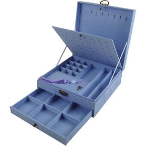 Women Jewelry Box Lockable 3 Layers Large Jewelry Organizer Storage Case for Earrings Necklaces Rings Bracelets,Green Display Jewel Holder (Green)
