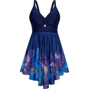 Arolina Womens Plus Size Tankini Swimsuits Tummy Control Two Piece Bathing Suit Flowy Swimdress with Shorts
