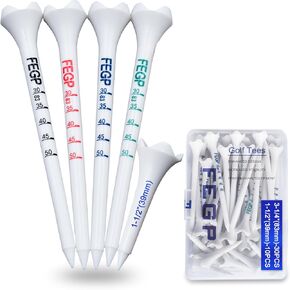 3 1/4'' Plastic Golf Tees - Performance Series Low Resistance Tee White - Combo Pack of 40 Bulk - 4 Prongs Plastic Golf Tees Improve Swing Accuracy and Distance Plastic Golf tees 3 1/4 inch