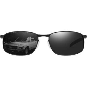 wide metal frame polarized sunglasses rectangle UV400+ protection skinny retro sunnies for men women