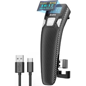 Eyoyo Portable Mini 2D Bluetooth Barcode Scanner, Smart Digital Display to Set, Wireless&USB Wired 1D 2D UPC QR Code Scanner Reader for Book Library Compatible with Android Phone, iPhone, iPad, Laptop