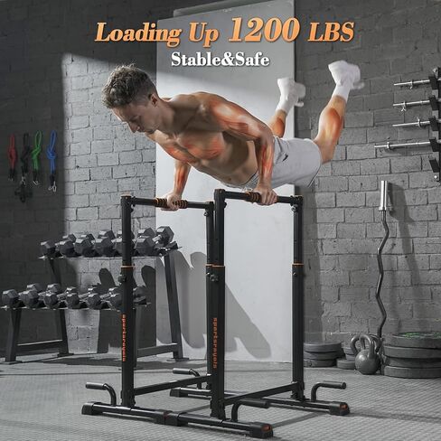 Sportsroyals Dip Station with Safety Connecting Rod,Functional Heavy Duty Dip Stands Fitness Workout,400LBS in Kuwait