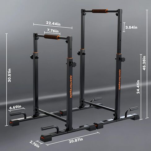Sportsroyals Dip Station with Safety Connecting Rod,Functional Heavy Duty Dip Stands Fitness Workout,400LBS in Kuwait