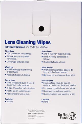 PhysiciansCare Pre-moistened Lens Wipes for Eyeglasses, Safety Glasses, Goggles & Camera Lenses, 2 Pack (100 Count) in Kuwait